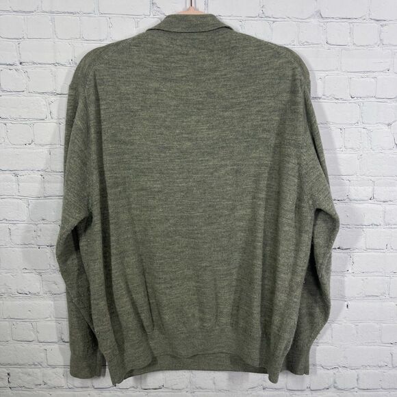 Fiii Pullover Sweater Mens XL Olive Green 100% Merino Wool Soft Golf Preppy - Picture 5 of 11